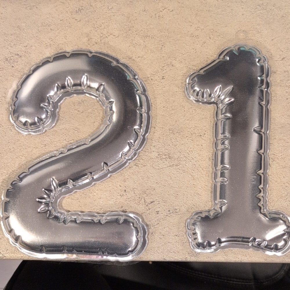 Silver Number 21 Balloon Party Decoration